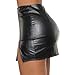 Black Leather Mini Skirt - High Rise, Split Bodycon, Back Zipper, PU Leather, High Waist Clubwear Night Out Streetwear