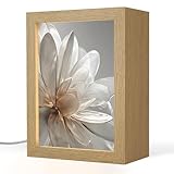 OnlyWow© Tischleuchte 15x20 cm Nachtischlampe LED Table Lamp Helles Licht Wohnzimmer Schlafzimmerlampe Nachttisch Design Blume - Weiß - Neutral