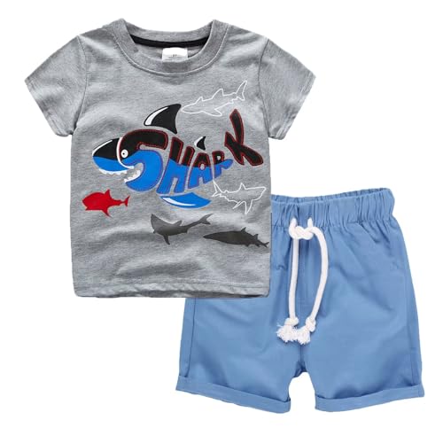 Image of Toddler Boy Clothes Kids Summer Cotton Outfits Shirt Short Sets Size 2-7