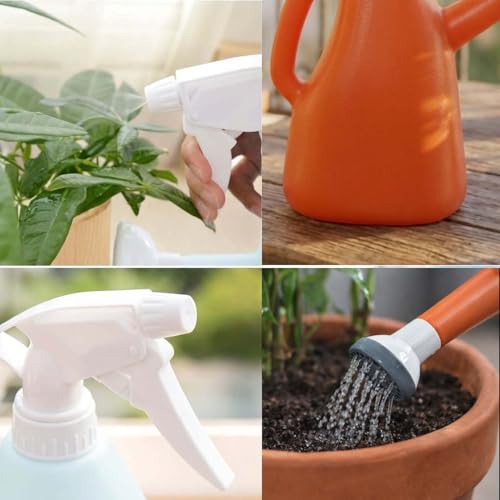 Image of Go Hooked 2in1 Plant Watering Can with Spray Bottle & Shower Head 1 Litre | Multi-Purpose Garden Water Sprayer for Indoor Plants, Balcony Garden & Nursery | Plastic Watering Pot with Handle (Orange)