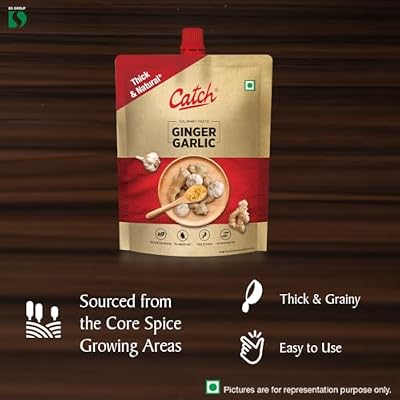 Catch Ginger Garlic Paste 200g (7.05 oz) | Fresh Ground Adrak Lehsun Paste for Authentic Indian Cooking | Kitchen Essential for Curries & Marinades | No Added Colors