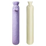 Homealexa 2L Botella de Agua Caliente Grande Larga con Funda - Bolsa Suave del Reino Unido para Cuello y Hombros, 73 x 14cm - Botella Extra Larga para Niños