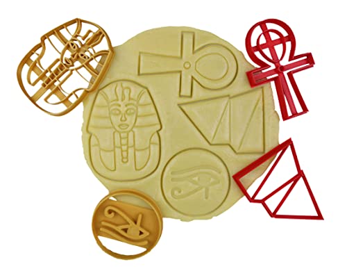 3DKOUPE – Cortador de galletas del antiguo Egipto – Juego de 4 – Faraón, pirámides, Ankh, ojo de Horus – Color a elegir – Diseñado y fabricado en Europa