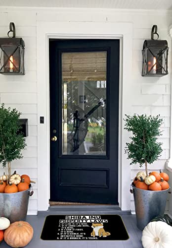 Uinhmop 17''X30'' Shiba Inu Property Laws Decorative Doormat,Cartoon Dog Rug Floor Mats, Farmhouse Decor For Home Bathroom Kitchen Bedroom Outdoors Indoor Entryway,Dog Lovers Girls Women Gifts #TOP1