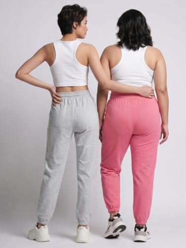 Image of Fflirtygo Cotton Solid Joggers /Track Pant /Solid Pajama /Leggings �100% Export Quality Soft Cotton Night Wear /Pocket Pyjama for Women Combo Pack of 2Pcs, Blue and Grey