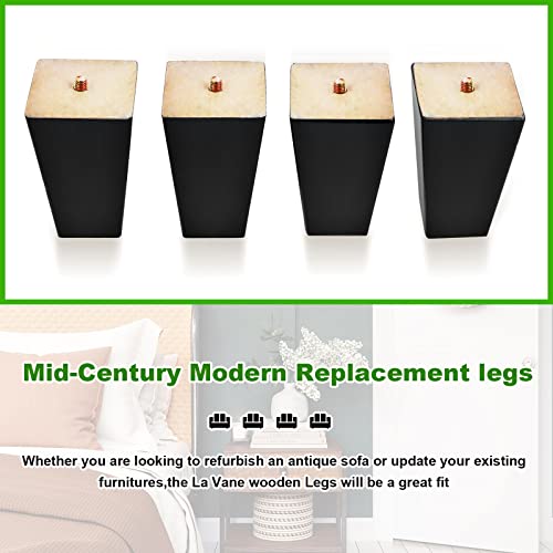 Knpwer 4 Pcs Wooden Furniture Legs,10 cm Solid Straight Wood Sofa Legs Replacement Furniture Feet with Mounting Plate - Image 2