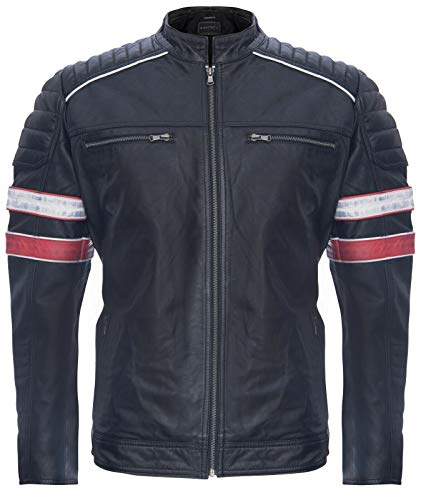 Image of Men’s Racing Black Leather Biker Jacket S