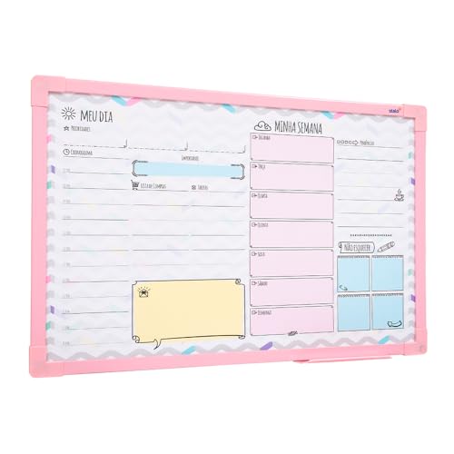 Quadro Planner Soft Colors Chevron Moldua MDF Revestido na cor Rosa STALO, 60x40