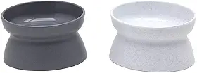 Kitty City, Tigela de comida elevada para gatos, alimentador para animais de estimação sem estress, Cinza, branco