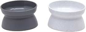 Kitty City, Tigela de comida elevada para gatos, alimentador para animais de estimação sem estress, Cinza, branco