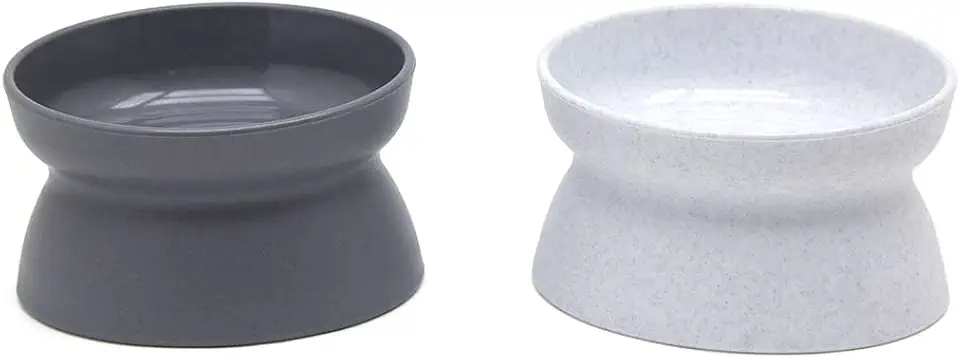 Kitty City, Tigela de comida elevada para gatos, alimentador para animais de estimação sem estress, Cinza, branco