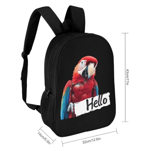 Parrot Say Hello Travel Backpack 17 Inch Casual Daypack Shoulder Bag with Adjustable Shoulder Straps2
