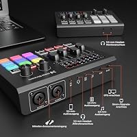 NearStream Gaming-Audiomischer mit professionellem Mikrofonvorverstärker, zwei XLR-/6,35-mm-Eingängen, 48-V-Phantomspeisung, RGB, Stimmverzerrer, Soundpads – Audio-Interface für Podcasts (AMIX20U) – Ansicht 8