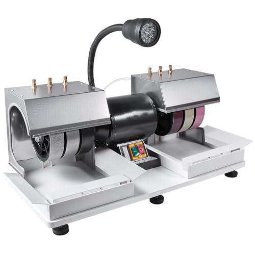 Gem Grinder Polisher, 6" 1/4hp 1800rpm Efficient, Lapidary Rock Grinder Polisher With Lamp & Water Pump, Gem Faceting Machine, Rock Grinding Machine For Gem Jade Stone, Create Cabochons For Necklaces