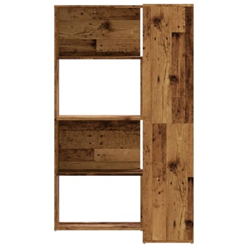 Estantería esquinera de madera envejecida mueble premium de 4 niveles 85x85x140 cm 5