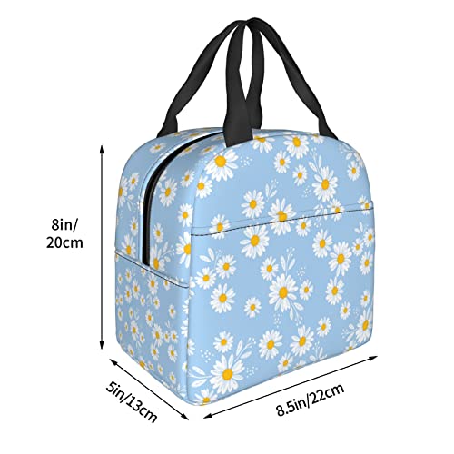 Cute Lunch Bag Women Lunch Box Kids Insulated Lunch Bag Reusable Lunch Box For Women Lunch Bag Kids With Front Pocket Lunch Bags For Women Adults School Work Office Travel Picnic,Blue Floral Daisy #TOP1