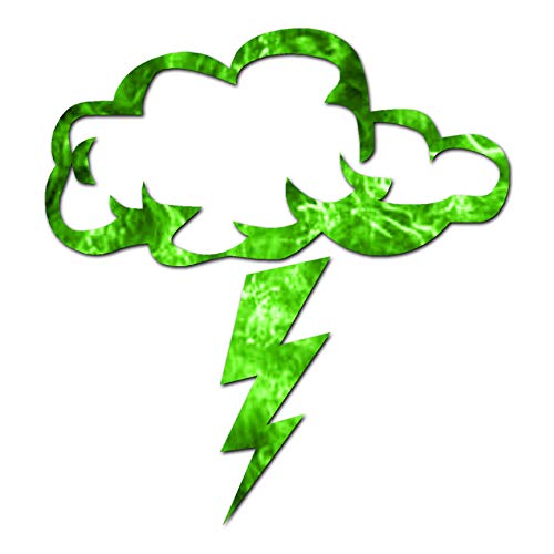 Image of Storm Cloud Lightning Bolt - Vinyl Decal Sticker - 3.75 inch x 4 inch - Green Flames