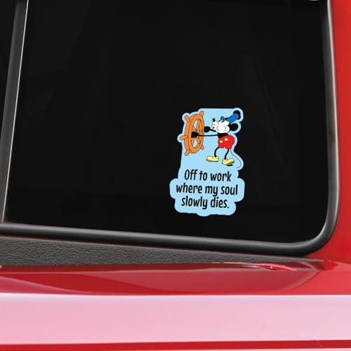 Image of Steamboat Willie Mickey Mouse Sticker Decal | Funny Sarcastic Adult Humor | 10 Variations with Hilarious Sayings | 5 inch Sticker for Laptops, Cars, Water Bottles | Regrets & Sarcasm (OTWWMSSD-3)