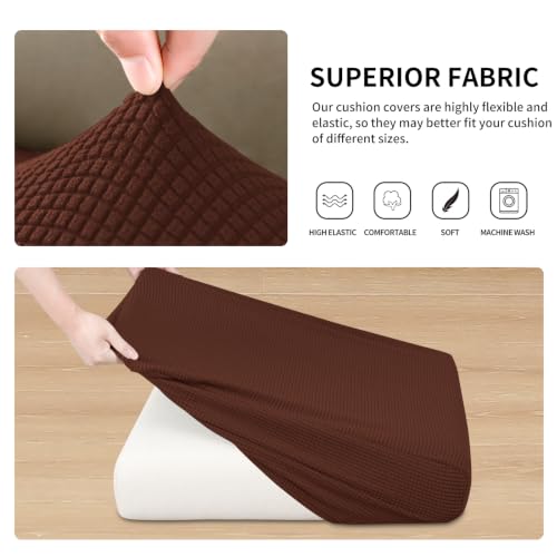 Image of Easy-Going Stretch Individual Couch Cushion Cover Sofa Seat Furniture Protector Sofa slipcover Soft Flexibility with Elastic Bottom(2 Piece Cushion Sofa, Coffee)