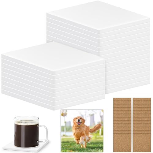 24 PCS Sublimation Coasters Blanks Ceramic Tiles Bulk 4x4 White