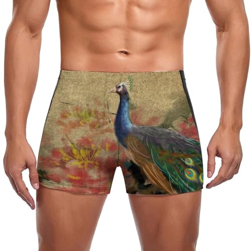 Swim briefs homme paon vintage aux finitions haut de gamme