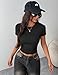 Imagen de Zeagoo Camiseta Manga Corta Mujer Ajustada Basica Camisetas Cuello Redondo Corta Top Verano Sólido T Shirt Casual Elástico Tops Negro M