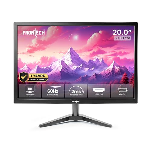 FRONTECH 20 Inch (50.8 cm), LED, HD 1600 x 900, 60Hz, Black, 16.7...