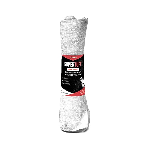 Trimaco SuperTuff Roll White Terry Towels, 14-inch x 17-inch, 6 count