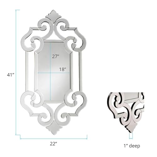 Image of Small Clarice Rectangular Venetian Wall Hanging Mirror, 41 x 22 Inch