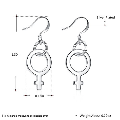 Feminist Silver Earrings For Women Fashion Female Symbol Creative Dangle Hypoallergenic Earrings For Girls #TOP2