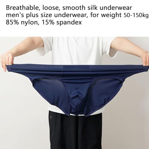 50-150kg Plus Size Men's Silk Briefs Underwear XL-8XL 4-Pack High Waisted Panties Breathable Daily Sleep Underpants4