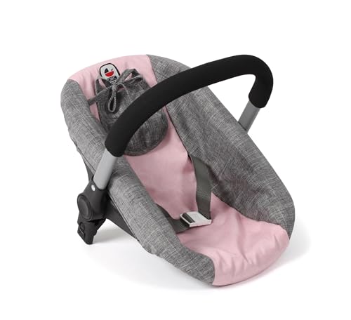 Bayer Chic 2000 - Puppen-Autositz mit Adapter für den Puppenwagen, Puppentrage, Puppenzubehör, Melange grau-rosa