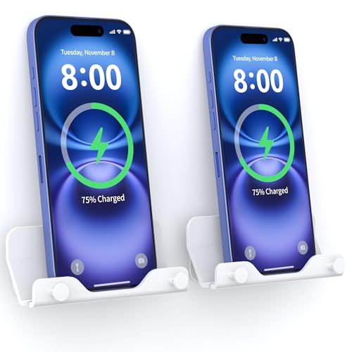 HomeMount Universal Handy Wandhalterung & Ständer, Selbstklebender Smartphone Halter Für Wand, Tisch & Küche – Kompatibel Mit Mini-iPads & Handys (2 Stück-Weiß) HomeMount Universal Handy Wandhalterung & Ständer, Selbstklebender Smartphone Halter Für Wand, Tisch & Küche – Kompatibel Mit Mini-iPads & Handys (2 Stück-Weiß)
