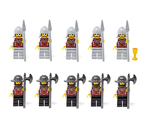 LEGO Castle, Kingdoms, Ritter: Armee mit 2 x 5 Löwenritter mit Speeren und Hellebarden und Königin, Set mit 11 Figuren