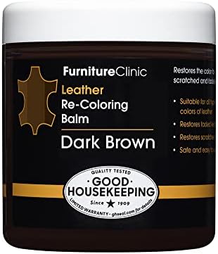 The Original Leather Recoloring Balm by Furniture Clinic - 16 Color Options - Leather Repair Kit for Furniture - Restore Couches, Car Seats, Clothing - Non-Toxic Leather Repair Cream (Dark Brown)