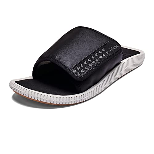 Image of OluKai Ulele Olu Men's Slide Sandals, Water Resistant Beach Shoes, Fully Adjustable & Comfort Fit, Wet Grip Rubber Soles