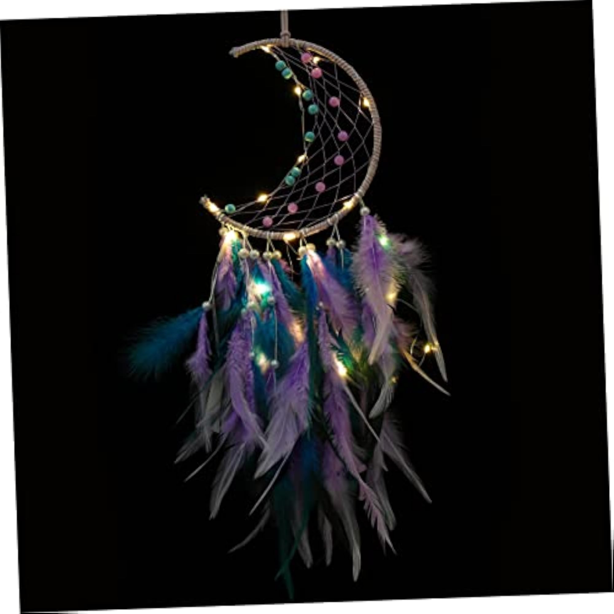 Moon Dream Catcher Wall Hanging Decor with Light