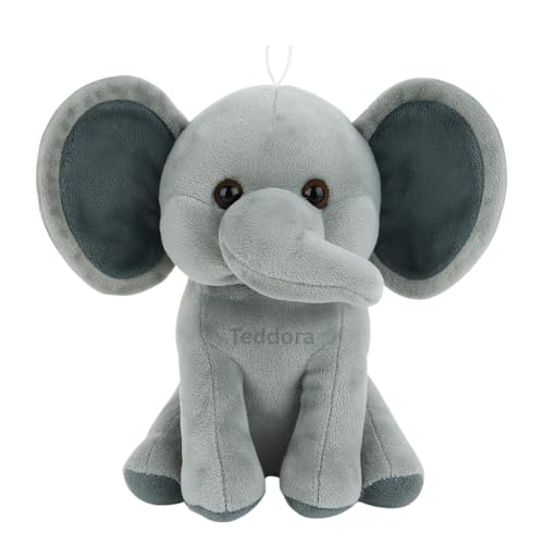 Image of Sitting Elephant Soft Toy for Girls Boys Kids,Grey,Elehant Animal Plush Stuffed Baby Teddy Gift Birthday, 23cm
