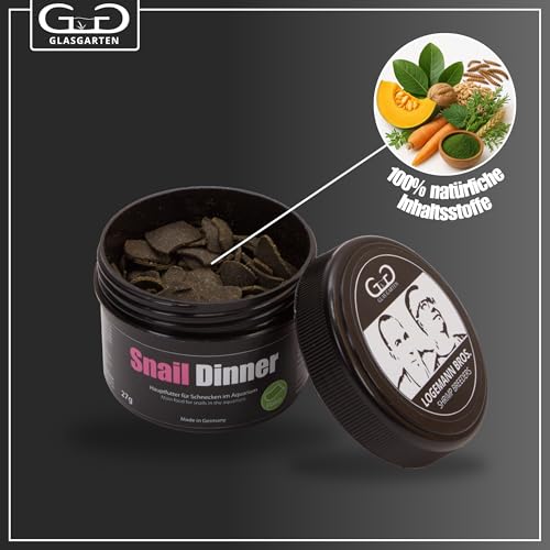 GlasGarten Snail Dinner | 27g – Premium Schneckenfutter, Hauptfutter für Süßwasser-Schnecken, aus 100% natürlichen Zutaten gepresst, schonend getrocknet