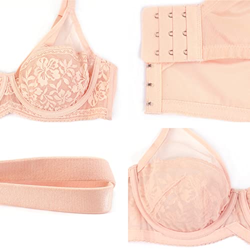 Hsia Minimizer Bras For Women Full Coverage, Unlined Bras With Underwire Unpadded Bra For Large Breast Women Peach Pink #TOP5