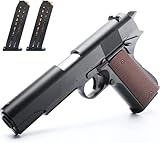 Toy Gun with Soft Bullets,M1911 Shell Ejection Soft Bullet Toy Pistols, EVA Soft Foam Ejection Toy Blaster Shooting with 40 Foam Darts and 1000 Water Gel Beads(Brown)