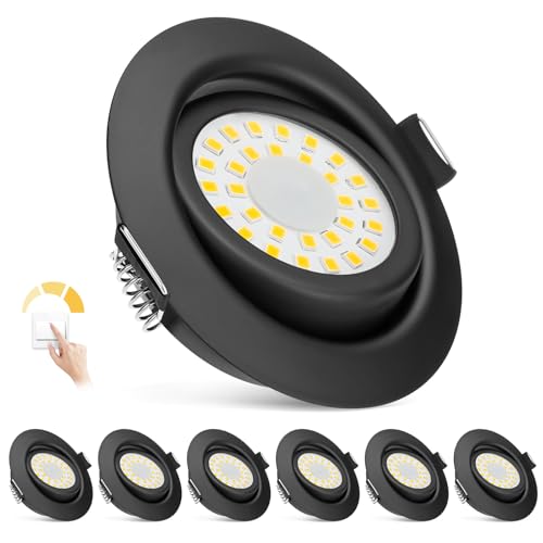 zexhy LED Einbaustrahler 230V Flach Dimmbar LED Spots 6W IP44 Bad Einbauleuchten Deckenspots Deckenstrahler,Warmweiß 3000K Schwenkbar Einbauspots für Badezimmer Küche Wohnzimmer,6er Set