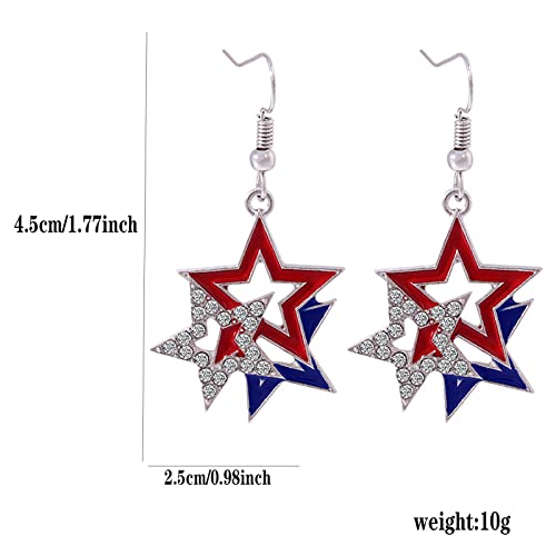 USA Patriotic Dangle Earrings for Women,Red White Blue Stripe American Flag Earrings,Acrylic Star Heart USA Drop Earrings,4th of July Ndependence Day Patriotic Earrings,USA American Independence Day Outfit4