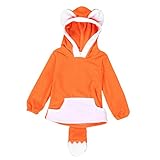  Fulltime Enfant garçon Fille Cartoon Design Fox Hooded Jacket Outwear Manteaux Enfants Vêtements (12-24mois, Orange)