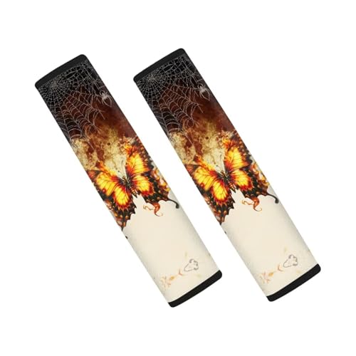 Image of AFPANQZ Golden Butterfly Seat Belt Pads Covers Universal Fit for Truck Vans Sedans SUVs Safety Seatbelt Pad Cushion Comfortable Driving Car Seats Accessories One Pair