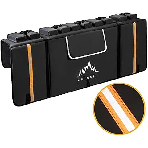 GoHimal Tailgate Pad Pro for Mountain Bike, Tailgate Bike Pads Up to 5 Mountain Bikes on Most Full-Size Trucks, with Reflective Strips and Tool Pockets Cover