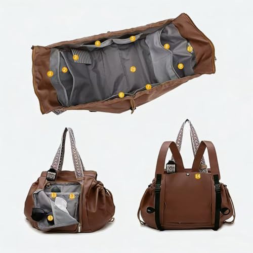 Bolso tote multi-bolsillo de tela Oxford, convertible en mochila o bolso de hombro, para uso diario y mamás miniatura 3