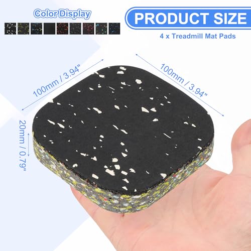 PATIKIL 4 Pcs Treadmill Mat Pads, Alfombrillas de espuma de alta densidad 3.94x3.94x0.79 pulgadas para ejercicio, antideslizante y amortiguador, color blanco miniatura 2