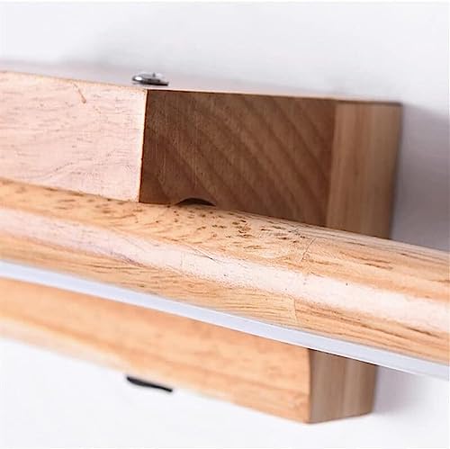 Espejo de madera luz de pared LED minimalista con botón de baño 7