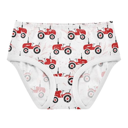 Little Girls' Soft Cotton Underwear Kids Breathable Comfort Old Wheeled Tractors Panties Briefs Toddler